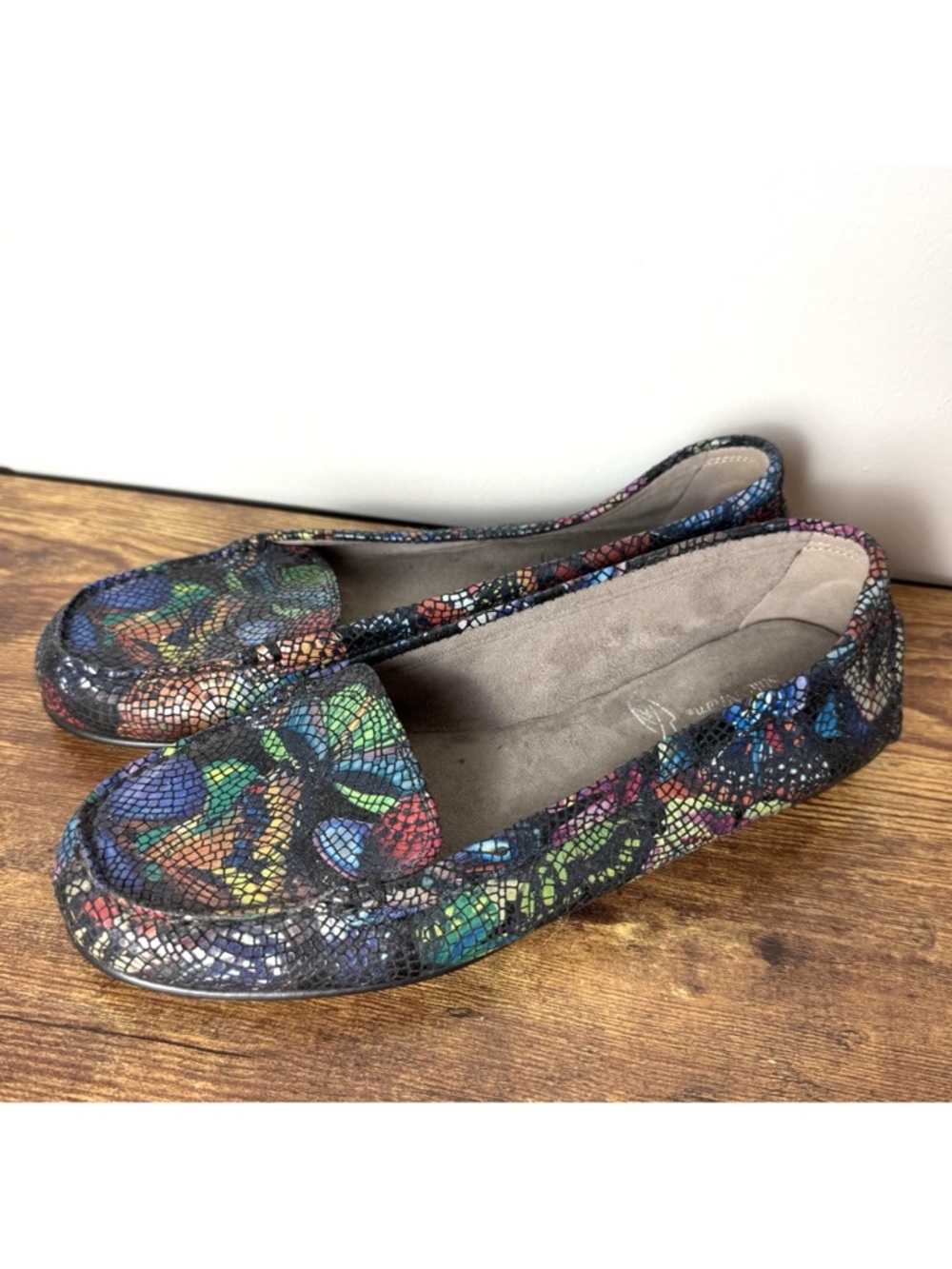 Aerosoles Leather Mosaic Stitch N Turn Colorful Comfort Loafers Size US 10